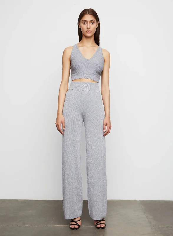 Alex Lurex Metallic Sweater Pant in Silver