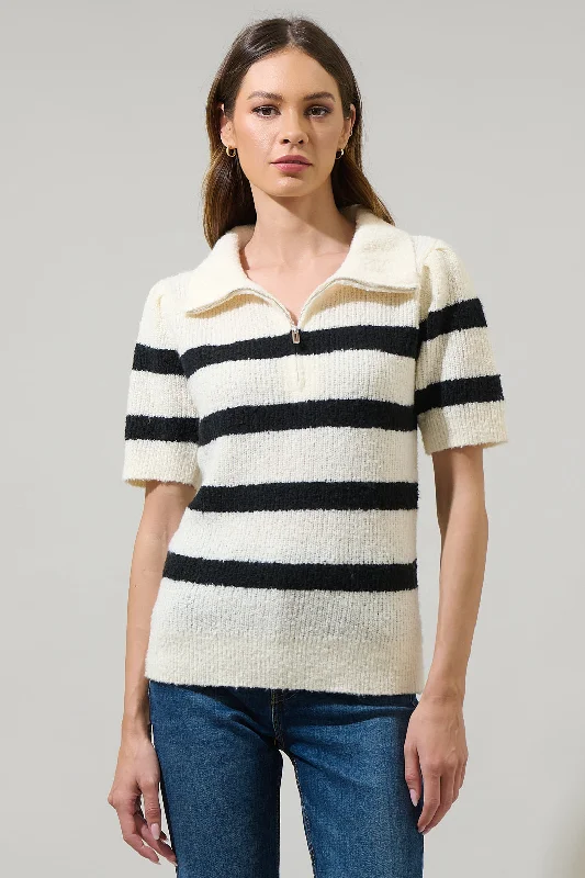 Elinor Striped Short Sleeve Sweater Top