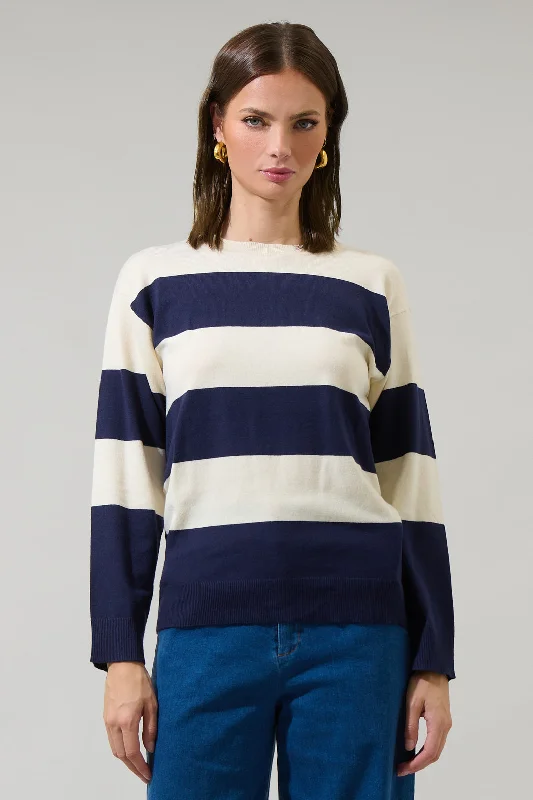 Hebrony Color Block Striped Sweater