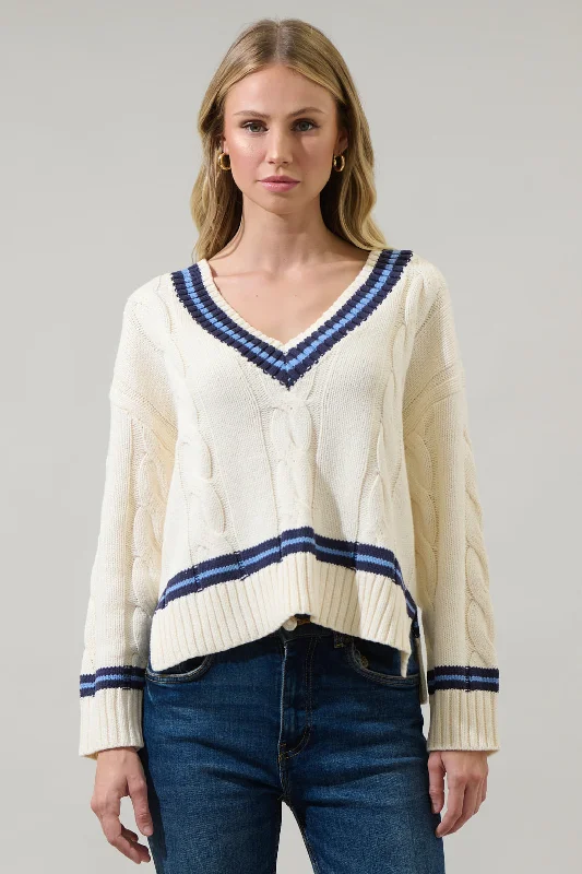 Maryville Cable Knit V Neck Sweater