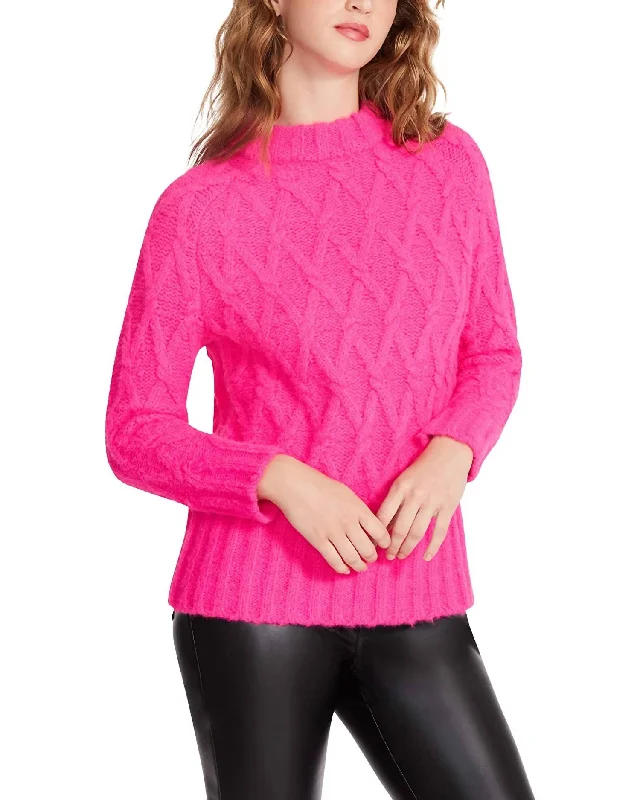 Olive  Pullover Sweater in Pink Glo