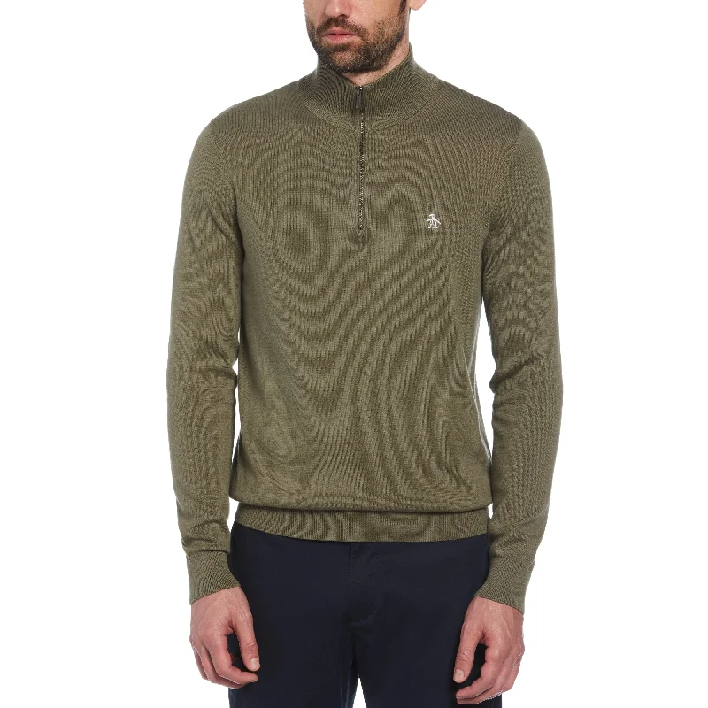 1/4 Zip Cotton Jersey Sweater