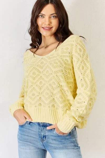 Yellow Patterned Long Sleeve Sweater