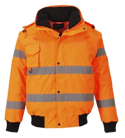 Portwest Hi Vis Waterproof 3 in 1 Bomber Jacket and Bodywarmer Fur Collar - C467