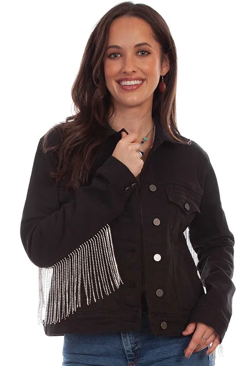 LADIES DENIM JACKET W/RINESTONE FRINGE