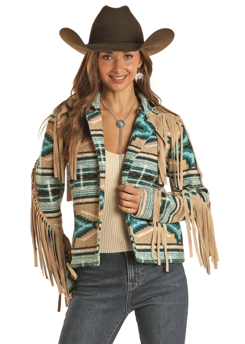 LADIES TEDDY BERBER JACKET W/FRINGE