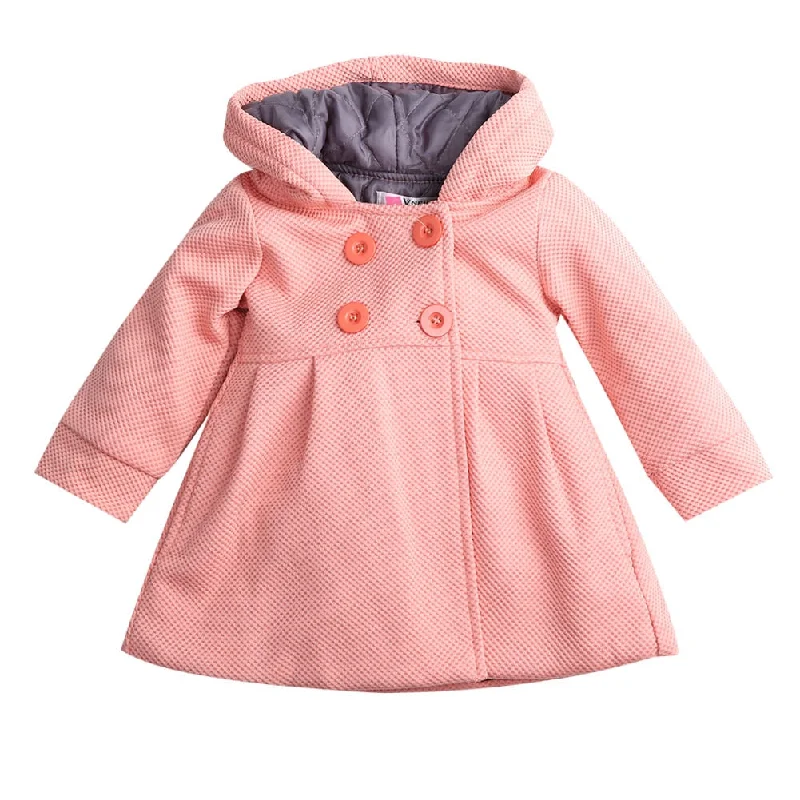 Pudcoco Windbreaker Children Baby Girls Jacket Toddler Uniform Long Sleeve Button-Front Hooded Jacket