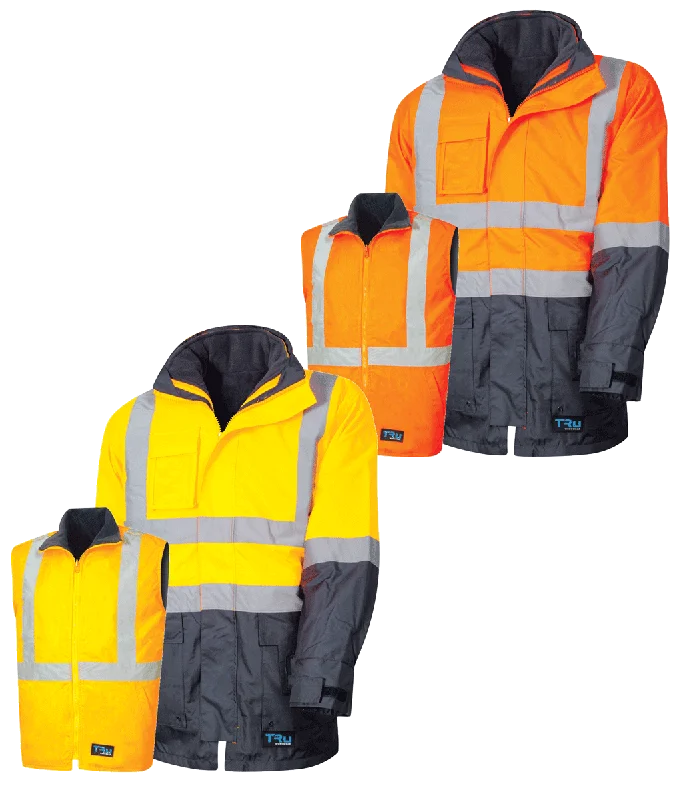 Tru Workwear Hi Vis 2 Tone 4 in 1 Jacket c/w Reflective Tape TJ2910T6