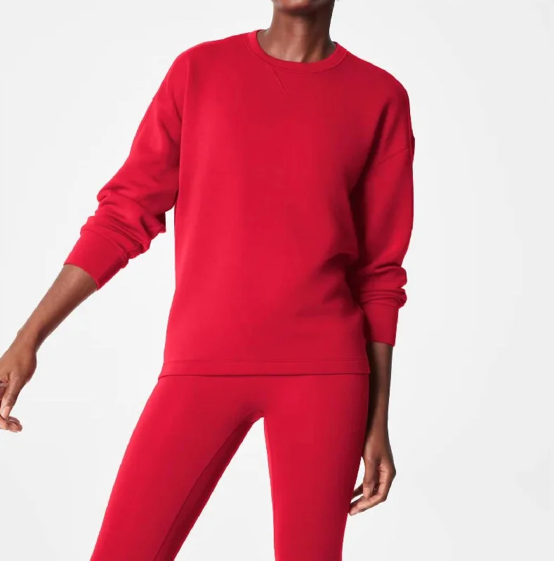 Airessential Long Crew Sweatshirt In Red