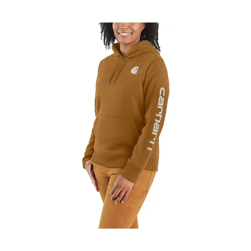 Carhartt Women's Relaxed Fit Midweight Logo Sleeve Graphic Sweatshirt - Brown