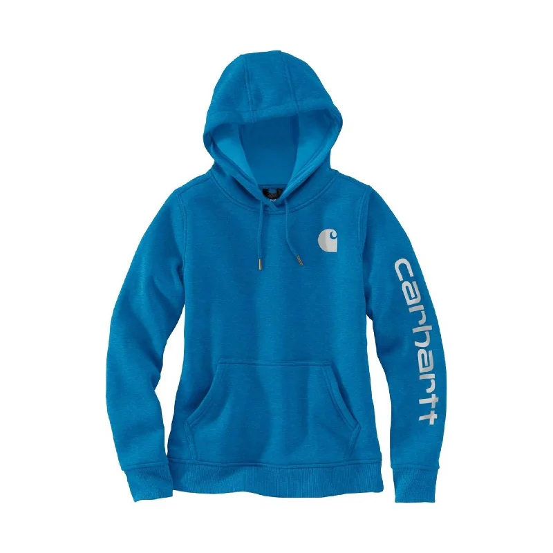 Carhartt Women's Relaxed Fit Midweight Logo Sleeve Graphic Sweatshirt - Marine Blue - ONLINE STORE CREDIT/EXCHANGE ONLY