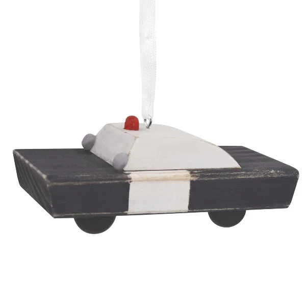 Hallmark Black and White Police Car Wood Hallmark Ornament