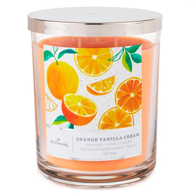 Hallmark Orange Vanilla Cream Scented 3-Wick Jar Soy Candle, 16 oz.