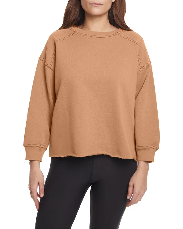 Sage Collective Contrast Stitch 3/4-Sleeve Sweatshirt