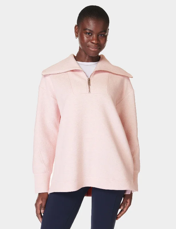 Radiant Half Zip Sweatshirt - Neutral Pink