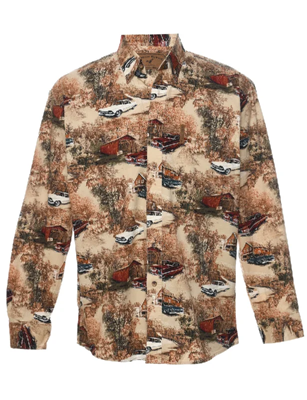 Long Sleeved Printed Shirt - M