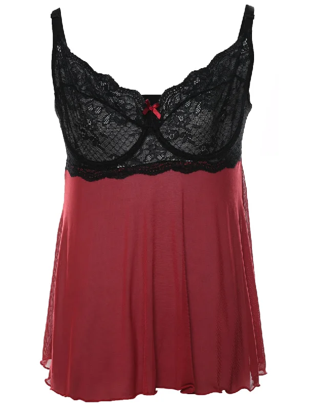 Maroon & Black Babydoll  - M