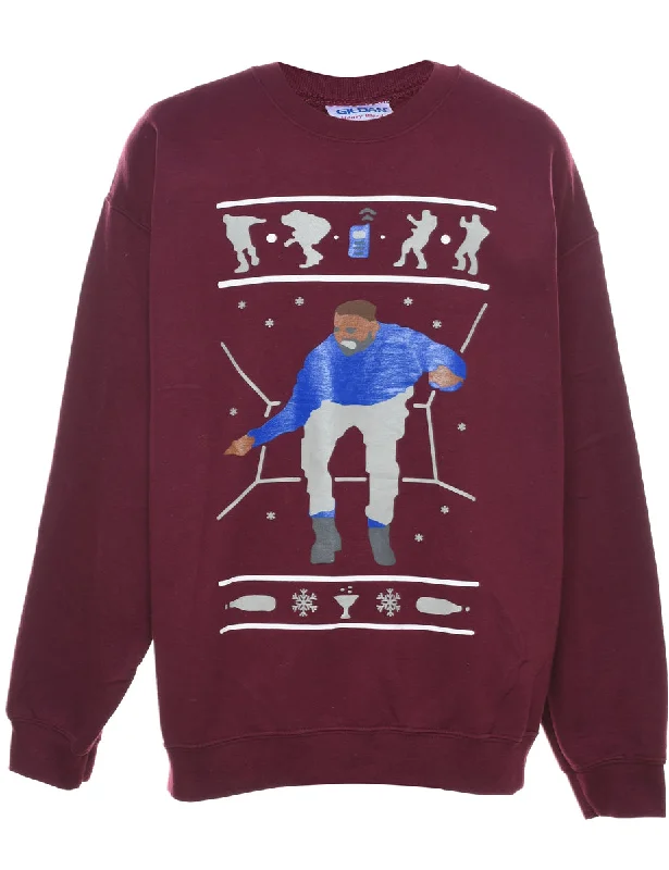 Maroon Christmas Sweatshirt - L