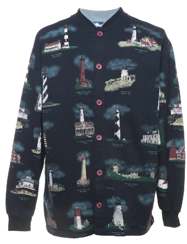 Nautical Navy Printed Sweatshirt - L