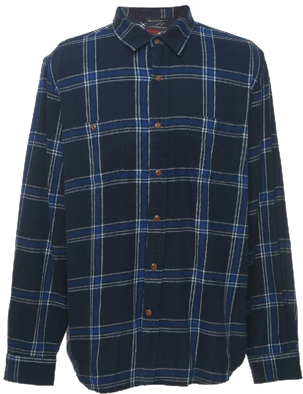 Navy Checked Shirt - L