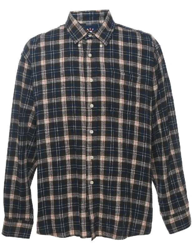 Navy Checked Shirt - XL