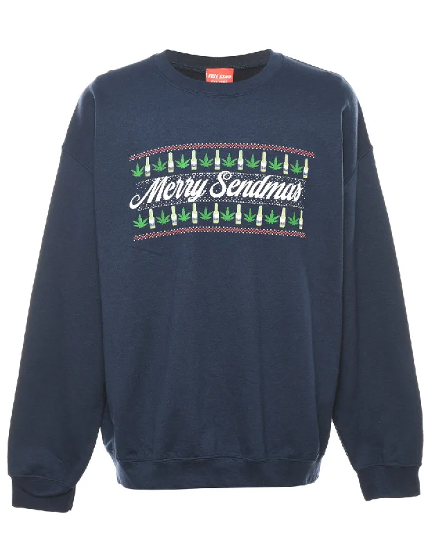 Navy Christmas Sweatshirt - XL