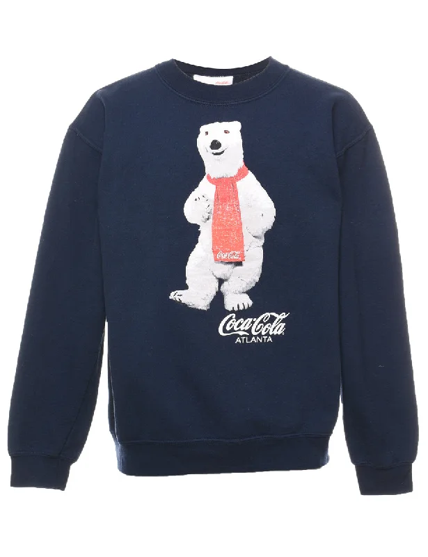 Navy Coca-Cola Design Printed Sweatshirt - S