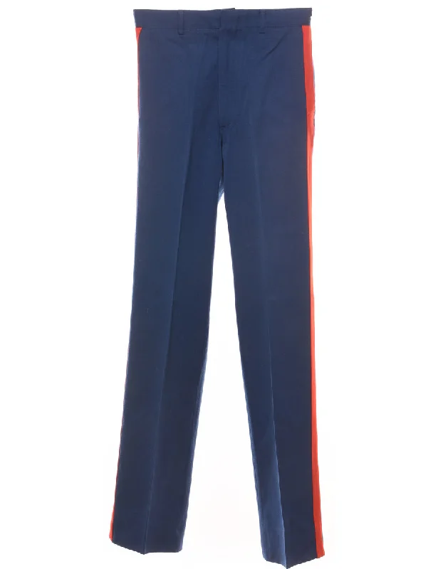 Navy & Red Contrast Trousers - W28 L36