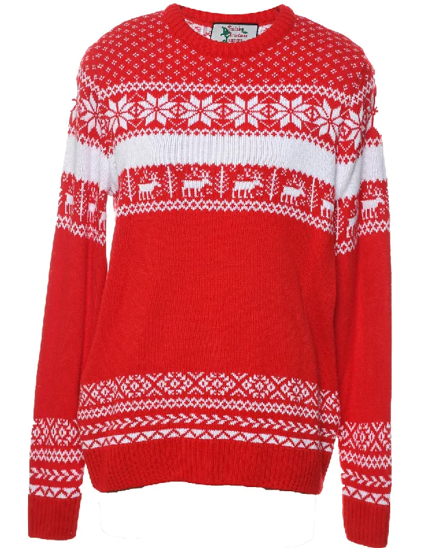 Nordic Design Red & White Christmas Jumper - S