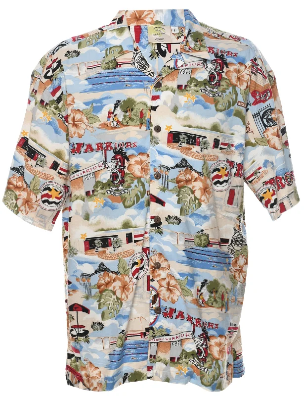 Novelty Print Hawaiian Shirt - L