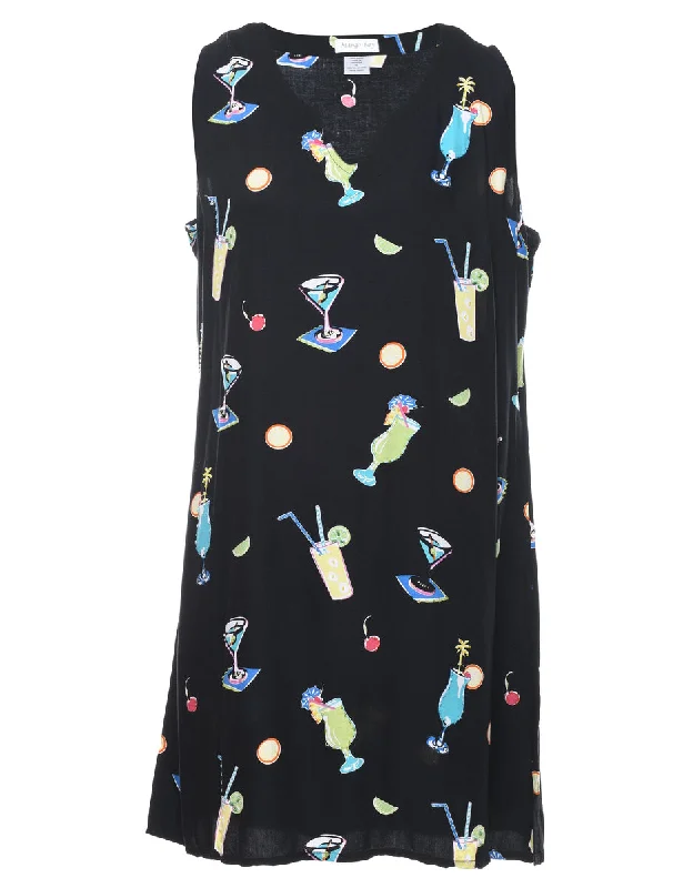 Novelty Print Sleeveless Dress - L