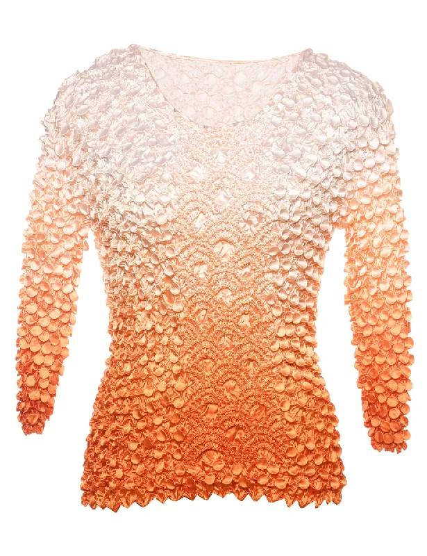 Orange & White Ombre Smocked Y2K Top - M