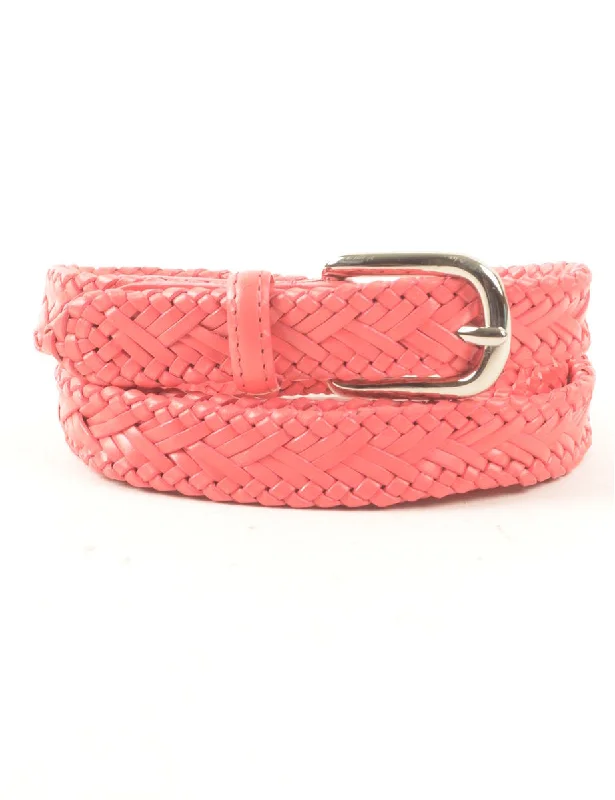 Pink Genuine Leather Woven Belt - M