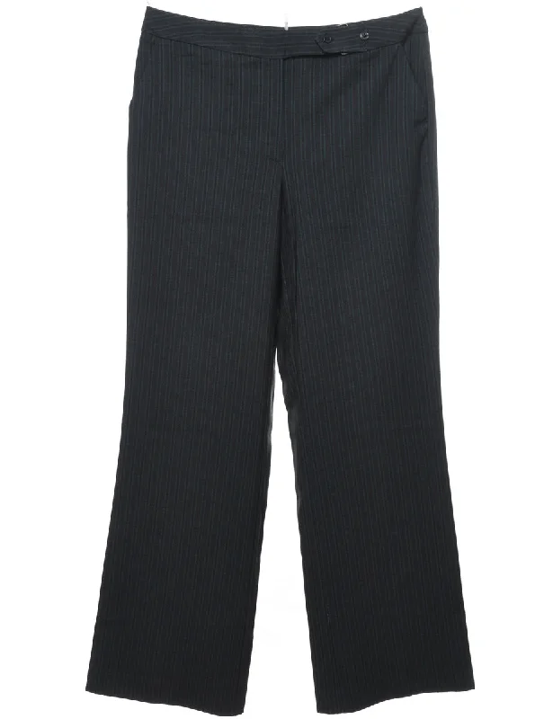 Plain Black Striped Trousers - W34 L31