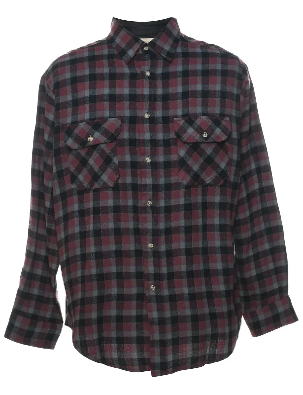 Plum & Grey Checked Shirt - L