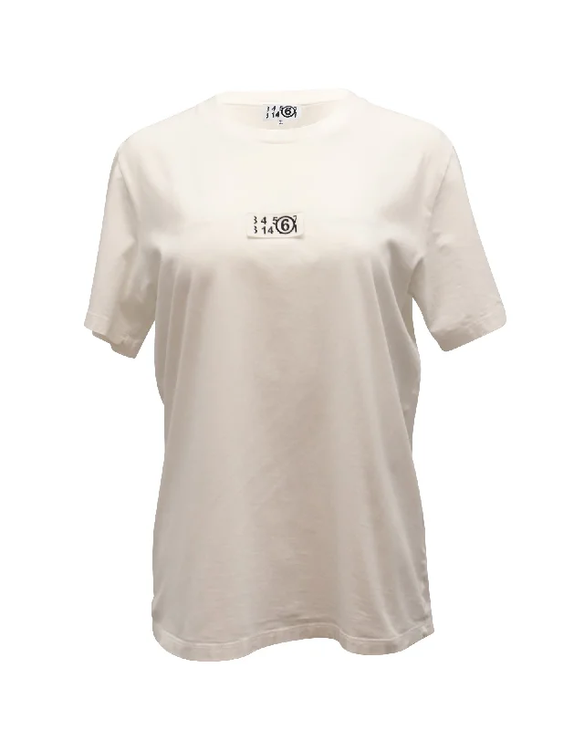 Maison Margiela Logo Label T-shirt in White Cotton