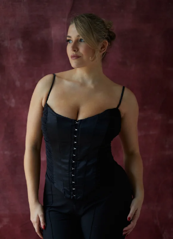 'Cassandra' Black Fuller Bust Corset Top