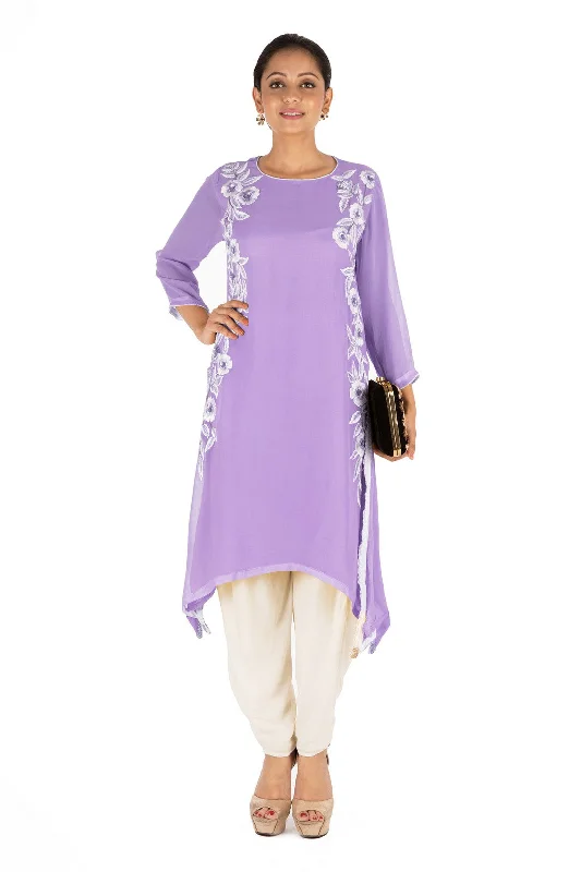 Resham Embroidered Pretty Purple Suit Set