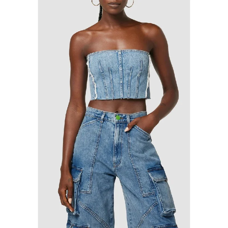 Hudson x Zoe Costello Stevie Corset Top In World Tour Blue