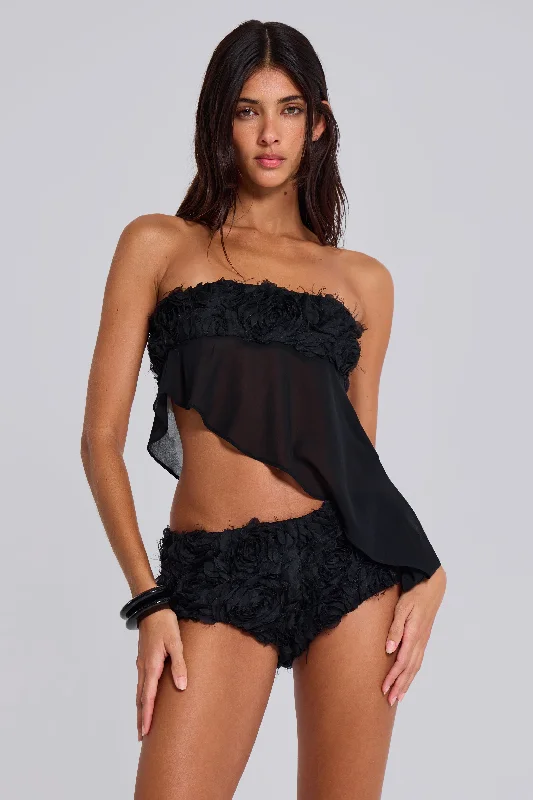 Regina Corset Top In Black Roses