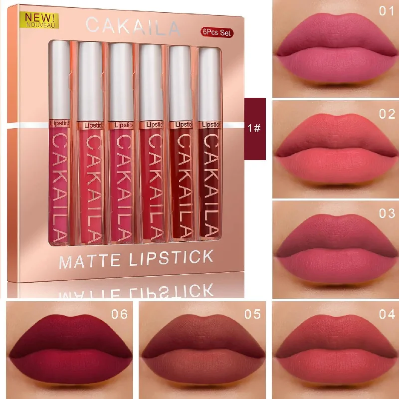 Long-Lasting Matte Lipstick, 6 Counts/Set Water Proof Matte Lip Balm, Easy Coloring Lip Sticks, Suitable for All Occasions Lip Makeup, Girls and Women Makeup Accessories, Summer Makeup