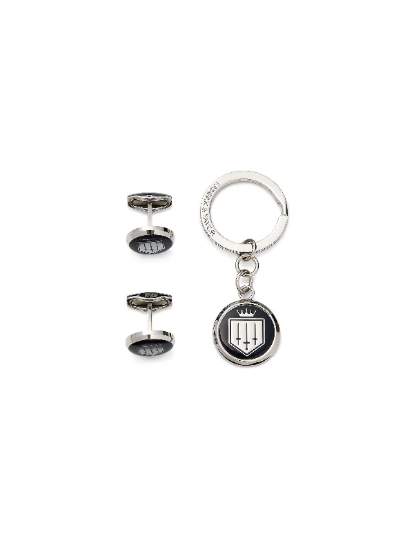 Signature Cufflink & Key Ring Set - Navy Blue