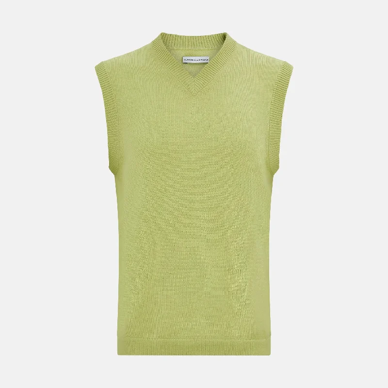 Melon Green Fine Merino V-Neck Vest