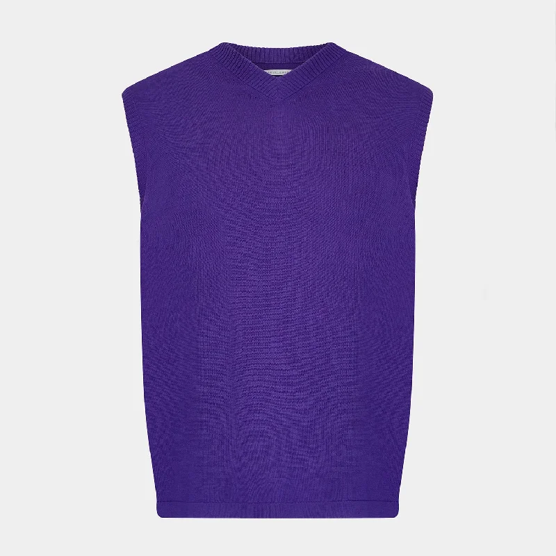 Purple Fine Merino V-Neck Vest