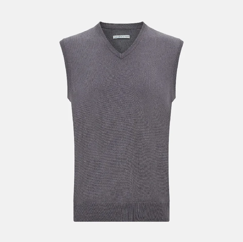 Slate Grey V-neck Cashmere Vest