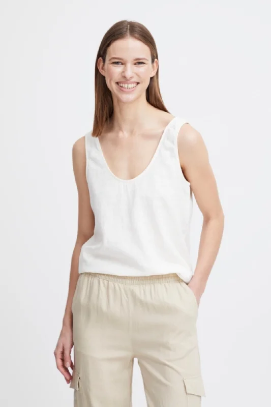 White Linen Vest Top