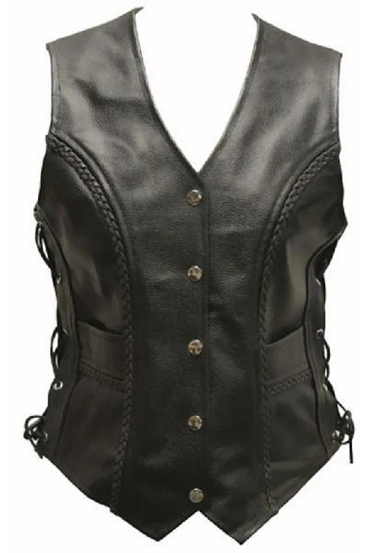 Ladies Leather Biker Vest - Jessie