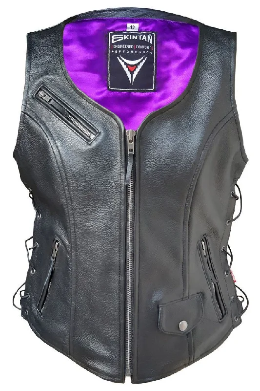 Ladies Leather Biker Vest - Rebel