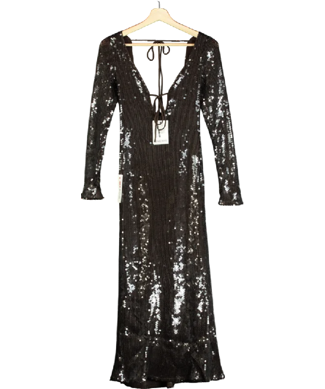 Brown Bardot Sequin Midi Dress UK 8