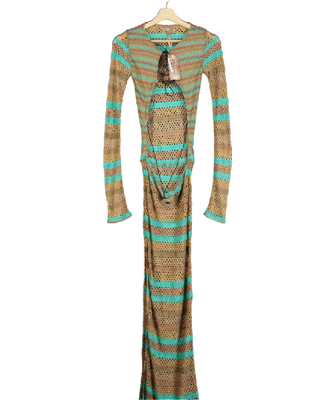 Jaded London Brown Allure Stripe Knitted Maxi Dress UK S